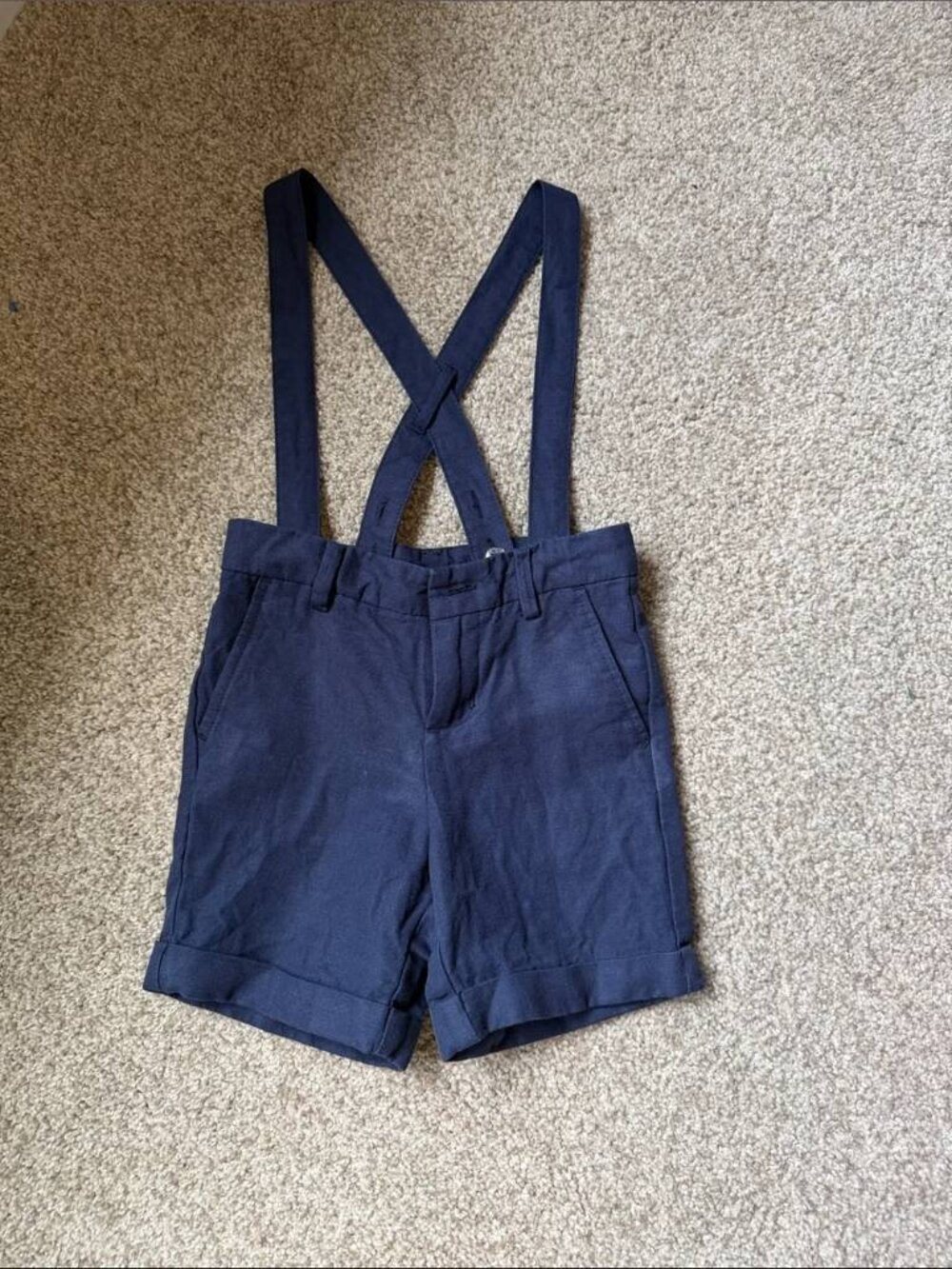 ADORABLE JANIE AND JACK Linen Suspender Short BLUE SIZE 18-24M - Picture 3 of 3